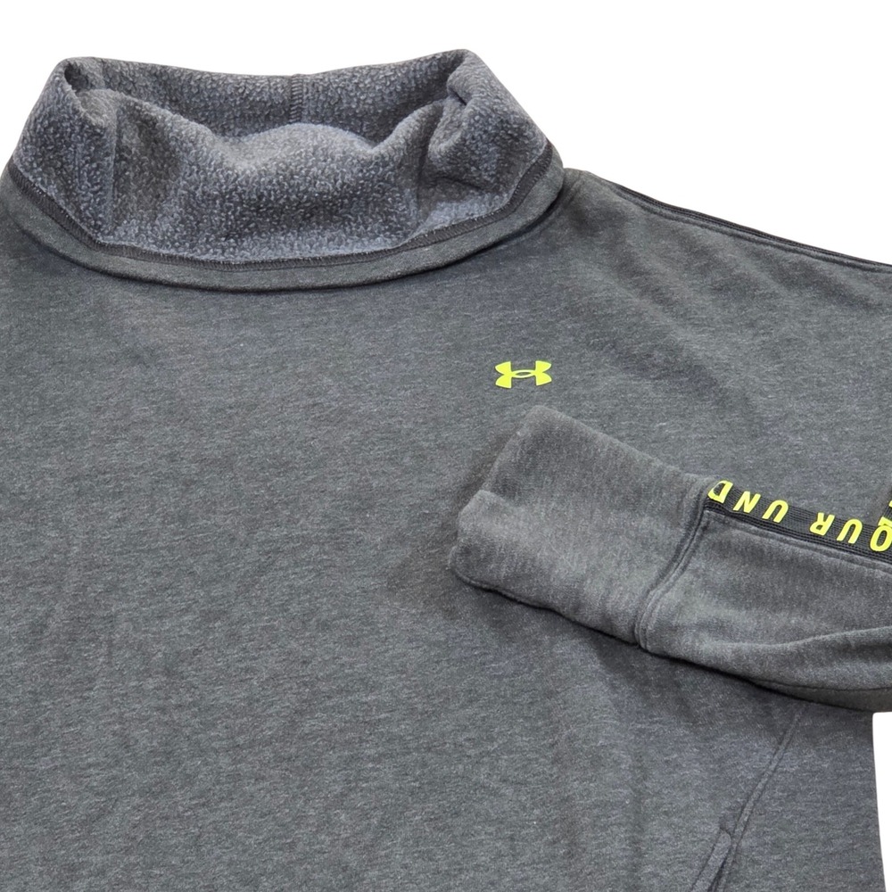 Under Armour‎ Womens Gray Funnel Neck Pullover Sweatshirt Logo Trim Small